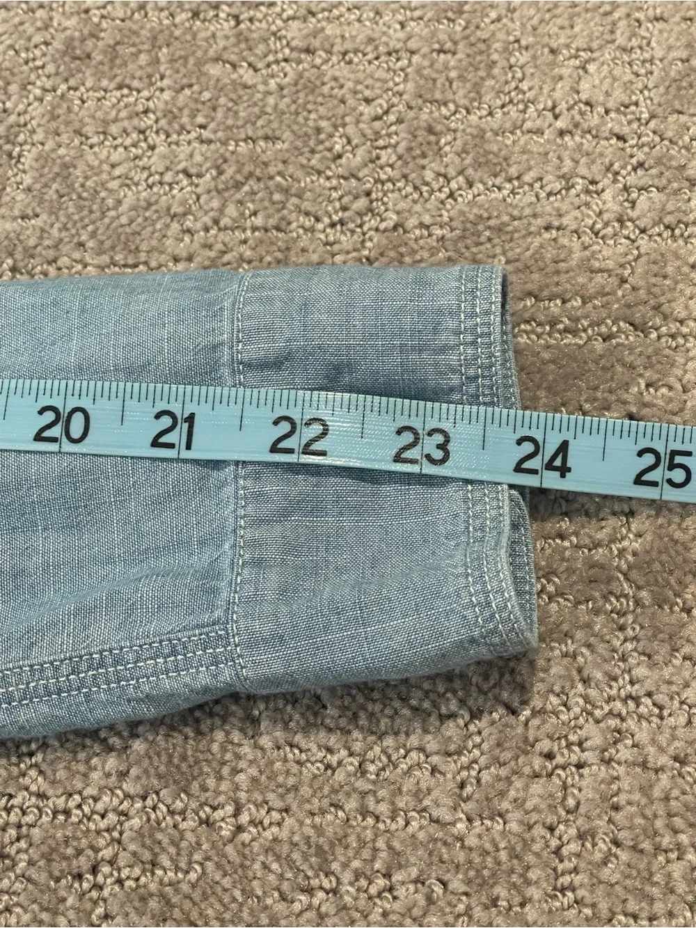 J. Crew Light Blue Chambray Popover Shirt, V-Neck, Collared, Long Sleeve, Size S